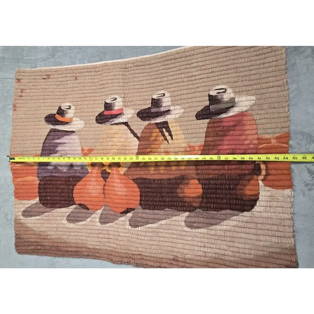 Peruvian Wool Tapestry Wall Hanging 35x45 Folk Art People Made in Peru As Is